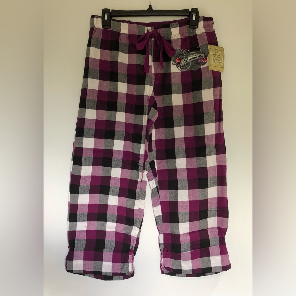 725 Originals Freedom Pajama Bottoms Purple Plaid Women's Size Medium